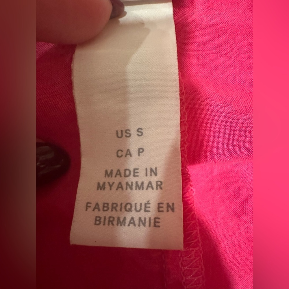 H&M Hot Pink Lyocell Blend V-Neck Kaftan Tunic Resort Dress Size Small - Picture 7 of 10